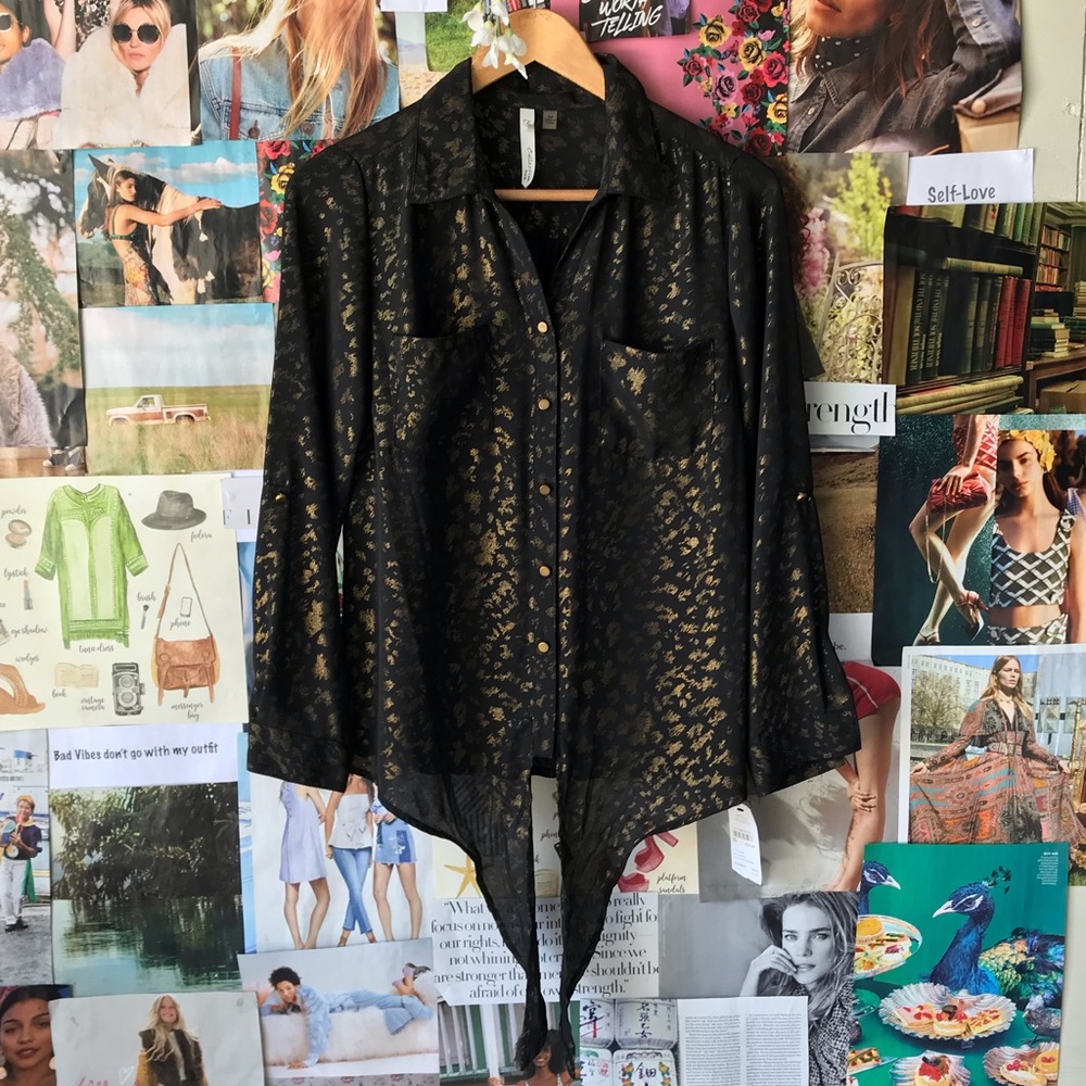 NY Collections Metallic Cheetah Print Blouse